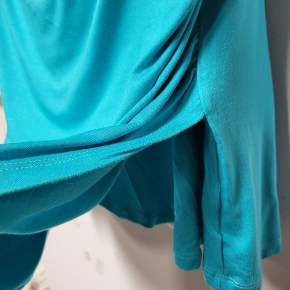 Womens Blue Sleeveless Top Blouse, Stretchy Blouse Top Cowl Neck - Size L - NEW - Picture 7 of 8